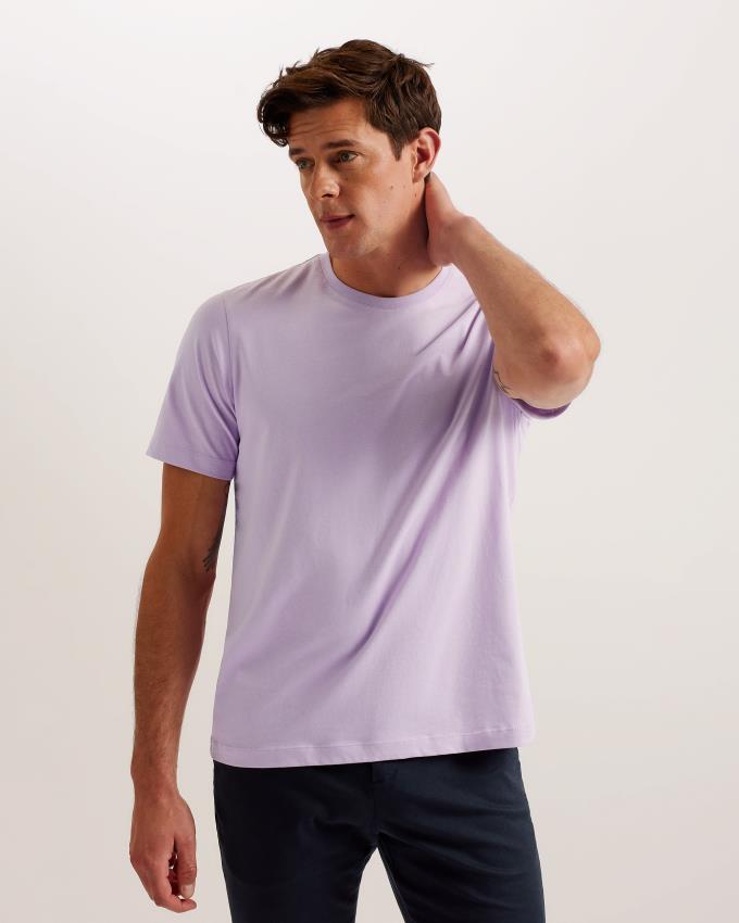 T-Shirt Ted Baker Short Sleeve Regular Fit Plain Violette Homme | GAJ-48832951